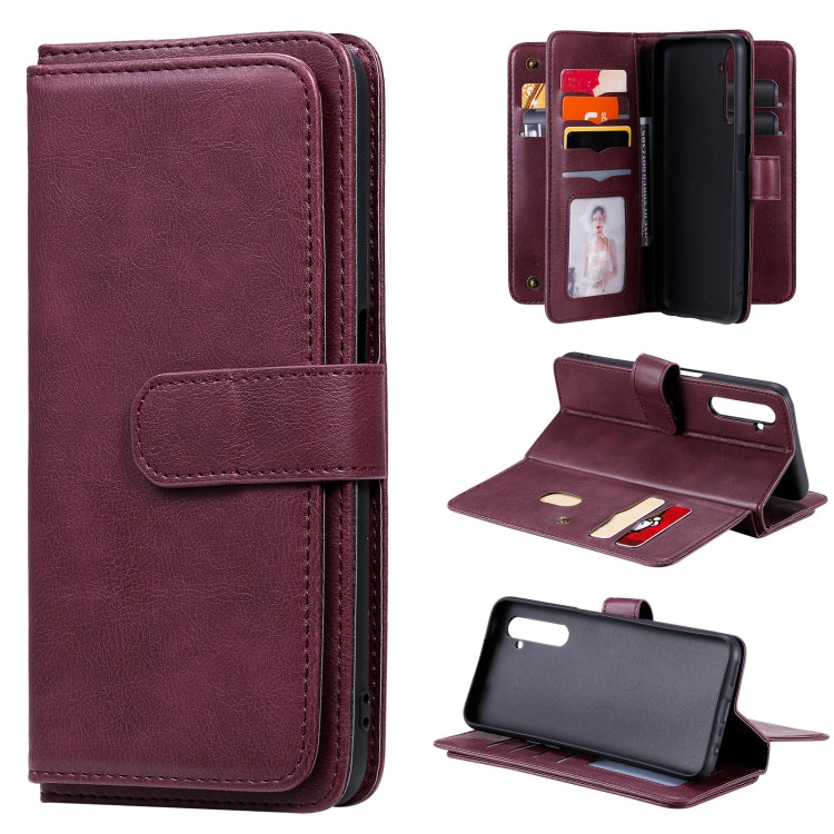 For OPPO Realme 6 Multifunctional Magnetic Copper Buckle Horizontal Flip Solid Color Leather Case with 10 Card Slots & Wallet & Holder & Photo Frame