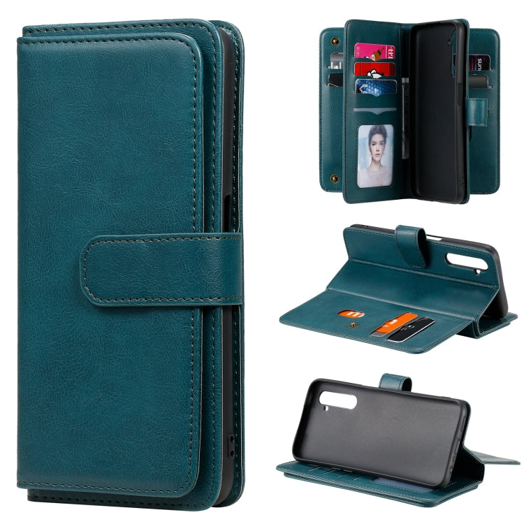 For OPPO Realme 6 Multifunctional Magnetic Copper Buckle Horizontal Flip Solid Color Leather Case with 10 Card Slots & Wallet & Holder & Photo Frame