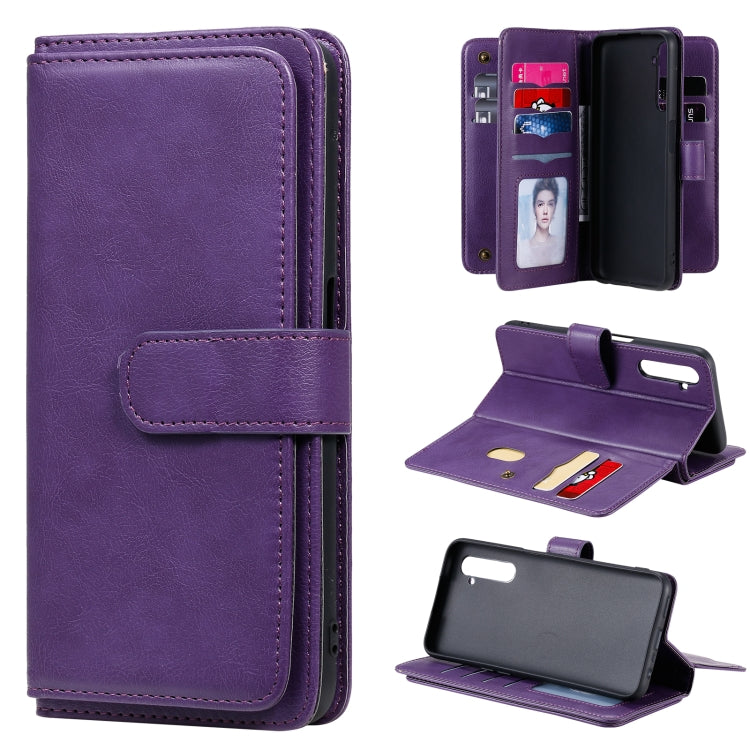 For OPPO Realme 6 Multifunctional Magnetic Copper Buckle Horizontal Flip Solid Color Leather Case with 10 Card Slots & Wallet & Holder & Photo Frame
