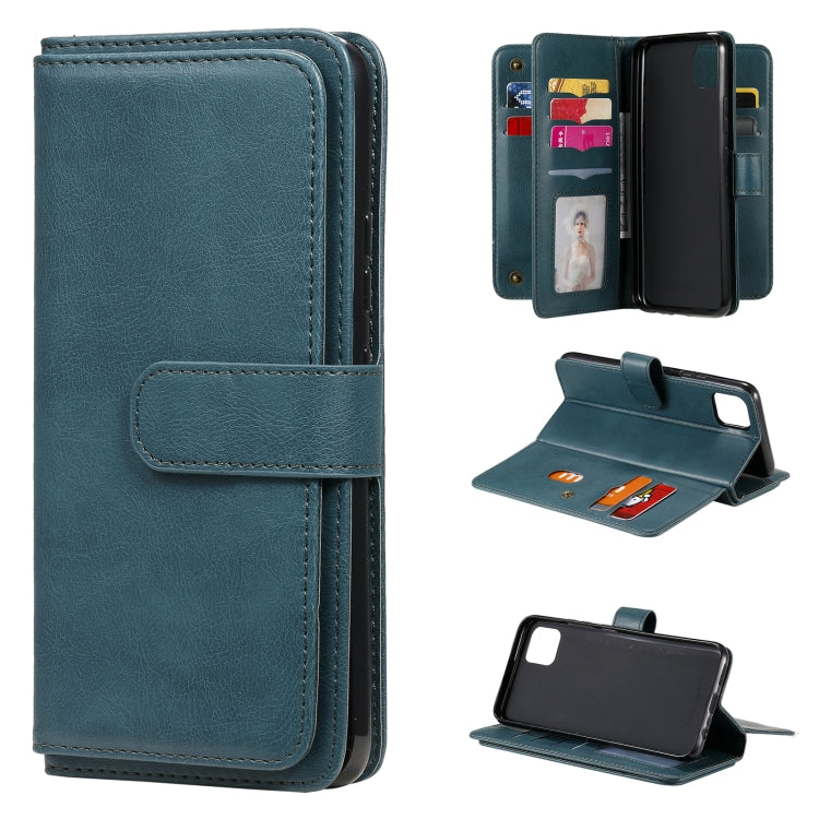 For OPPO Realme C11 Multifunctional Magnetic Copper Buckle Horizontal Flip Solid Color Leather Case with 10 Card Slots & Wallet & Holder & Photo Frame