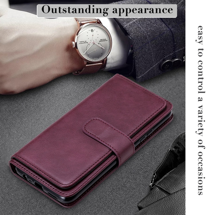 For OPPO Realme C11 Multifunctional Magnetic Copper Buckle Horizontal Flip Solid Color Leather Case with 10 Card Slots & Wallet & Holder & Photo Frame