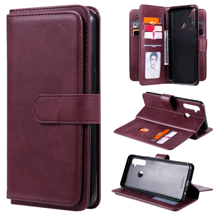 For OPPO Realme 5 Multifunctional Magnetic Copper Buckle Horizontal Flip Solid Color Leather Case with 10 Card Slots & Wallet & Holder & Photo Frame