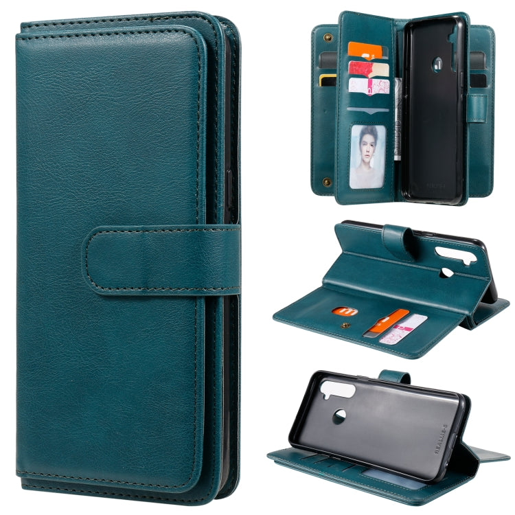 For OPPO Realme 5 Multifunctional Magnetic Copper Buckle Horizontal Flip Solid Color Leather Case with 10 Card Slots & Wallet & Holder & Photo Frame