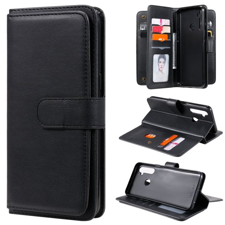 For OPPO Realme 5 Multifunctional Magnetic Copper Buckle Horizontal Flip Solid Color Leather Case with 10 Card Slots & Wallet & Holder & Photo Frame