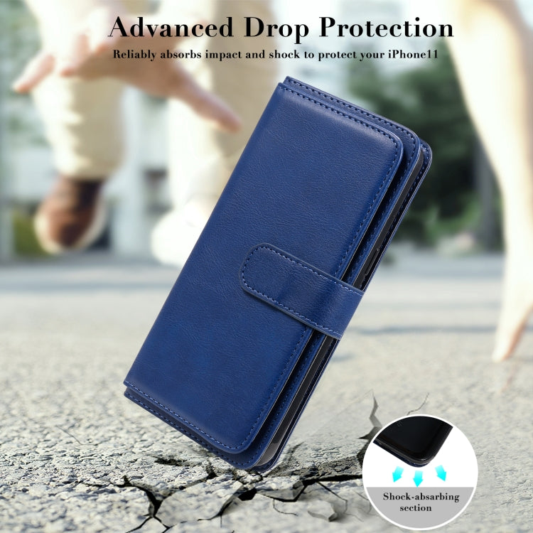 For OPPO Realme 5 Multifunctional Magnetic Copper Buckle Horizontal Flip Solid Color Leather Case with 10 Card Slots & Wallet & Holder & Photo Frame