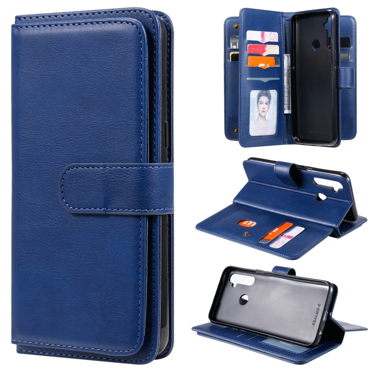 For OPPO Realme 5 Multifunctional Magnetic Copper Buckle Horizontal Flip Solid Color Leather Case with 10 Card Slots & Wallet & Holder & Photo Frame