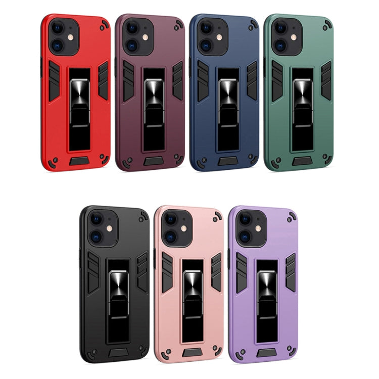 For iPhone 12 mini 2 in 1 PC + TPU Shockproof Protective Case with Invisible Holder