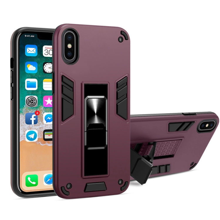 For iPhone XR 2 in 1 PC + TPU Shockproof Protective Case with Invisible Holder