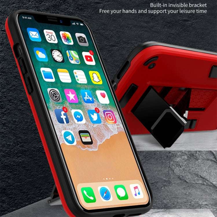For iPhone XR 2 in 1 PC + TPU Shockproof Protective Case with Invisible Holder