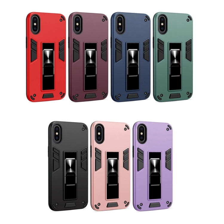 For iPhone XS Max 2 in 1 PC + TPU Shockproof Protective Case with Invisible Holder