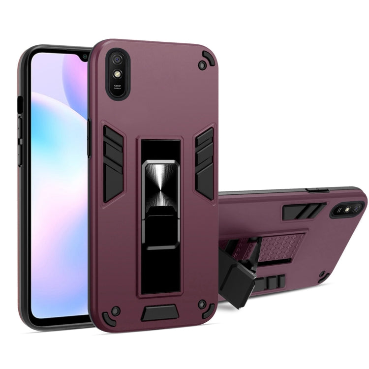 For Xiaomi Redmi 9A 2 in 1 PC + TPU Shockproof Protective Case with Invisible Holder