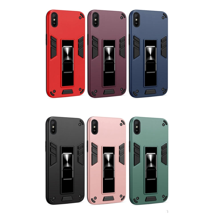 For Xiaomi Redmi 9A 2 in 1 PC + TPU Shockproof Protective Case with Invisible Holder