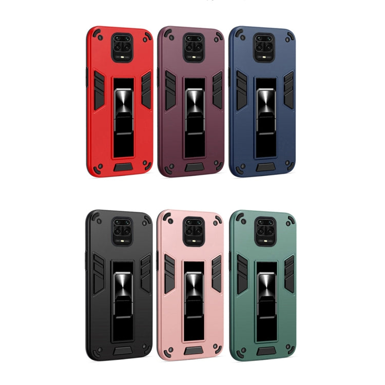 For Xiaomi Redmi Note 9S 2 in 1 PC + TPU Shockproof Protective Case with Invisible Holder