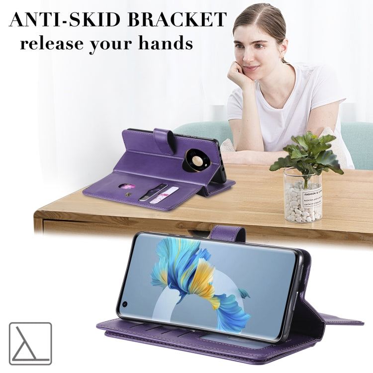 For Huawei Mate 40 Multifunctional Magnetic Copper Buckle Horizontal Flip Solid Color Leather Case with 10 Card Slots & Wallet & Holder & Photo Frame