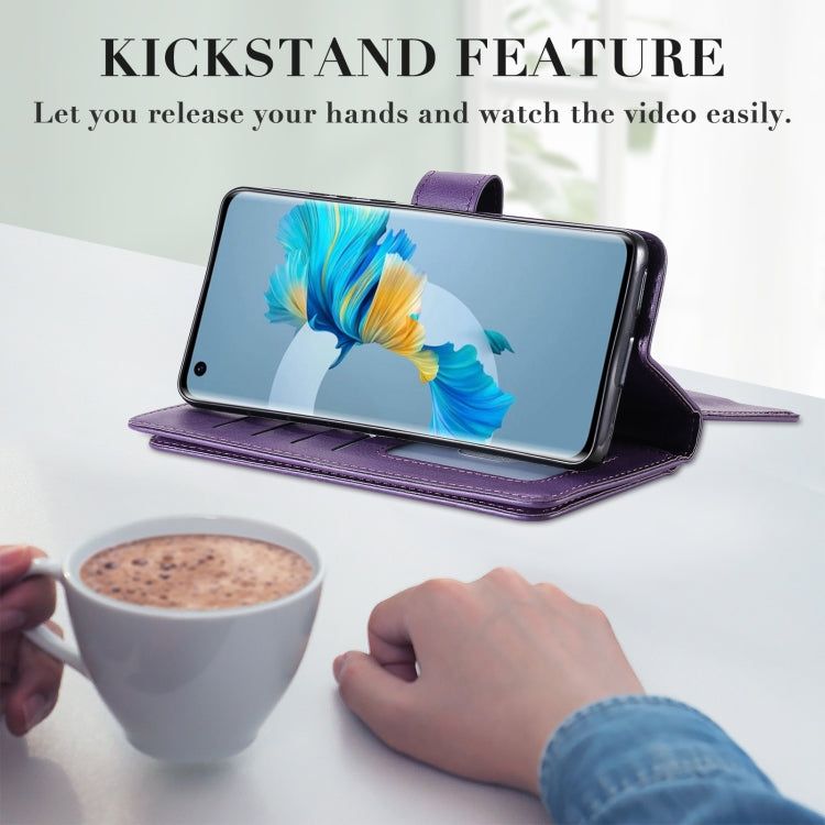 For Huawei Mate 40 Multifunctional Magnetic Copper Buckle Horizontal Flip Solid Color Leather Case with 10 Card Slots & Wallet & Holder & Photo Frame