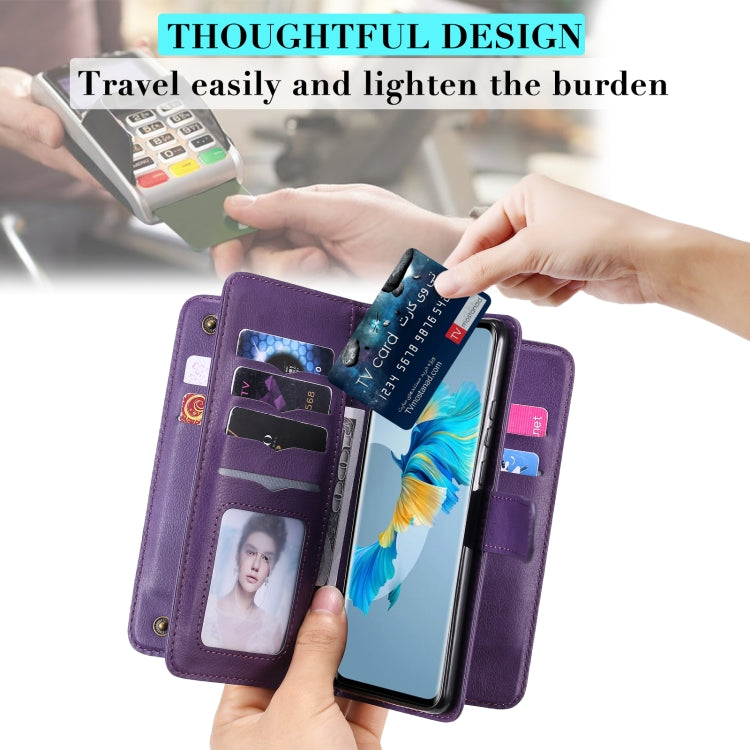 For Huawei Mate 40 Multifunctional Magnetic Copper Buckle Horizontal Flip Solid Color Leather Case with 10 Card Slots & Wallet & Holder & Photo Frame