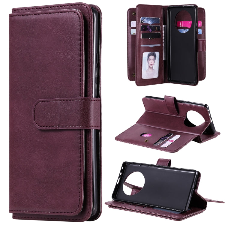 For Huawei Mate 40 Pro Multifunctional Magnetic Copper Buckle Horizontal Flip Solid Color Leather Case with 10 Card Slots & Wallet & Holder & Photo Frame