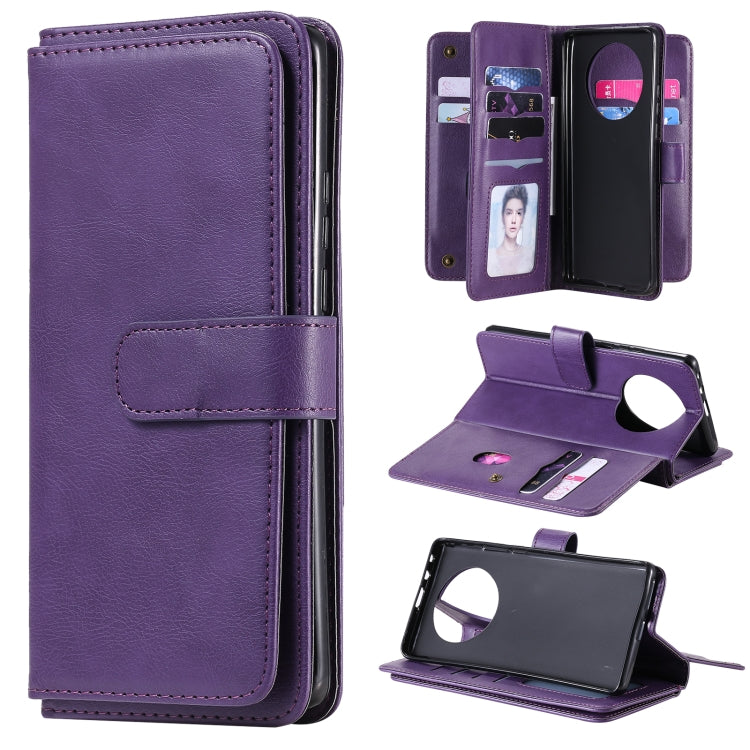 For Huawei Mate 40 Pro Multifunctional Magnetic Copper Buckle Horizontal Flip Solid Color Leather Case with 10 Card Slots & Wallet & Holder & Photo Frame