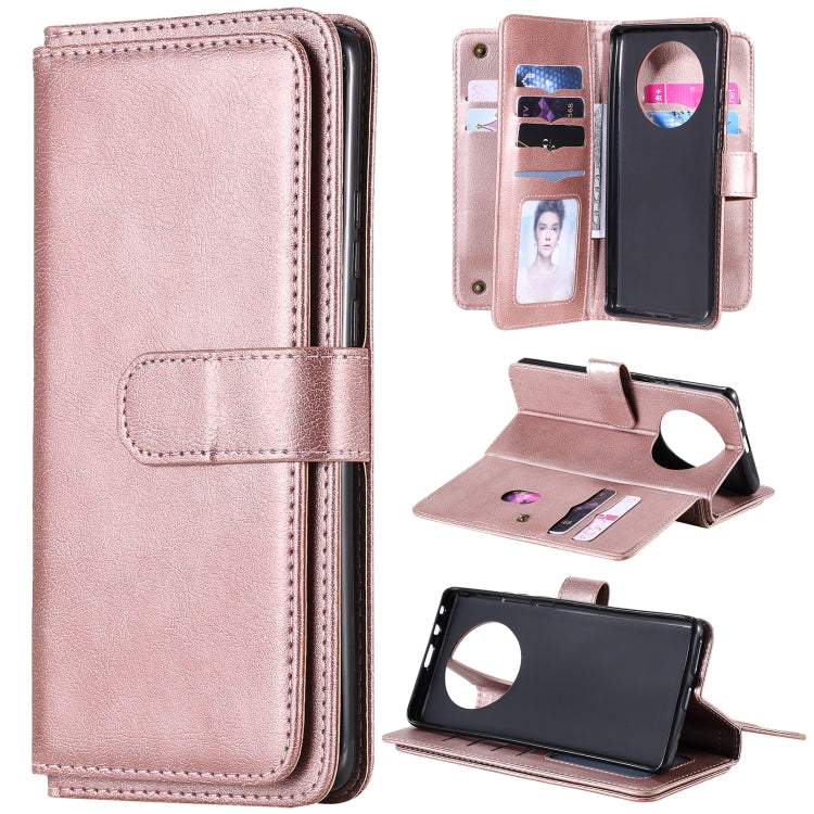For Huawei Mate 40 Pro Multifunctional Magnetic Copper Buckle Horizontal Flip Solid Color Leather Case with 10 Card Slots & Wallet & Holder & Photo Frame