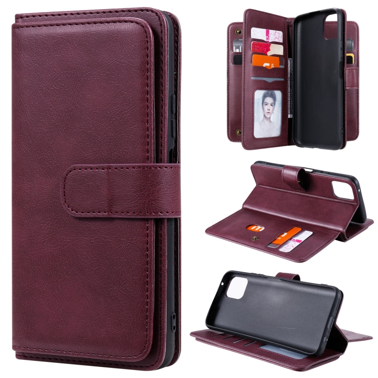 For Huawei Enjoy 20 5G Multifunctional Magnetic Copper Buckle Horizontal Flip Solid Color Leather Case with 10 Card Slots & Wallet & Holder & Photo Frame