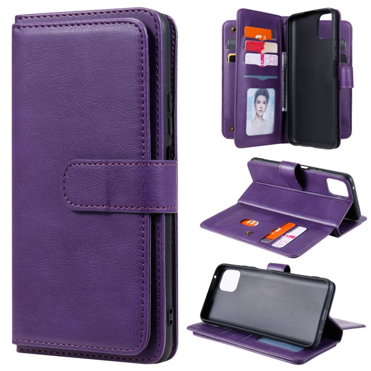 For Huawei Enjoy 20 5G Multifunctional Magnetic Copper Buckle Horizontal Flip Solid Color Leather Case with 10 Card Slots & Wallet & Holder & Photo Frame