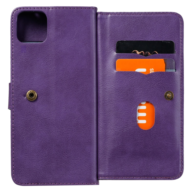 For Huawei Enjoy 20 5G Multifunctional Magnetic Copper Buckle Horizontal Flip Solid Color Leather Case with 10 Card Slots & Wallet & Holder & Photo Frame