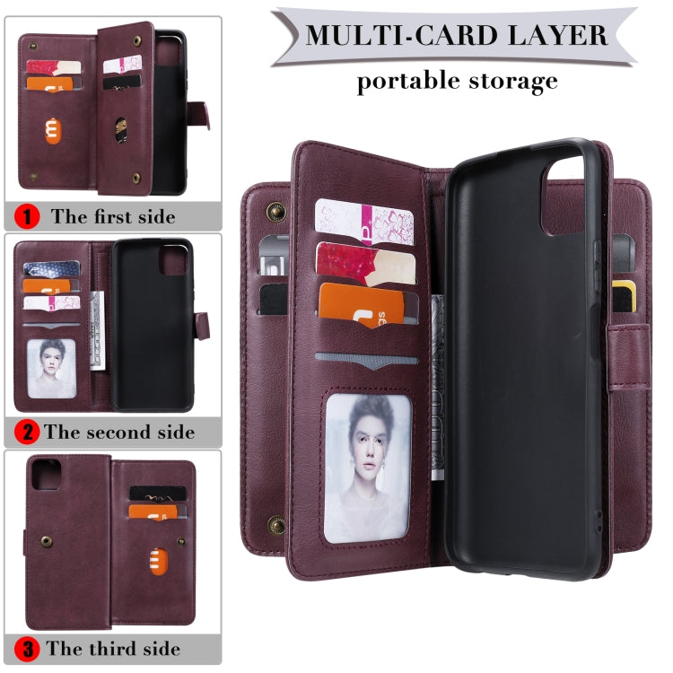 For Huawei Enjoy 20 5G Multifunctional Magnetic Copper Buckle Horizontal Flip Solid Color Leather Case with 10 Card Slots & Wallet & Holder & Photo Frame