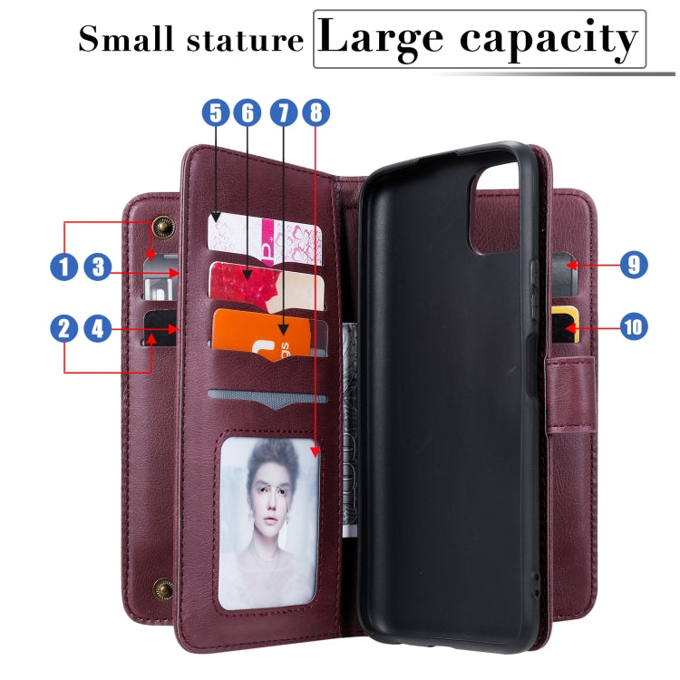 For Huawei Enjoy 20 5G Multifunctional Magnetic Copper Buckle Horizontal Flip Solid Color Leather Case with 10 Card Slots & Wallet & Holder & Photo Frame