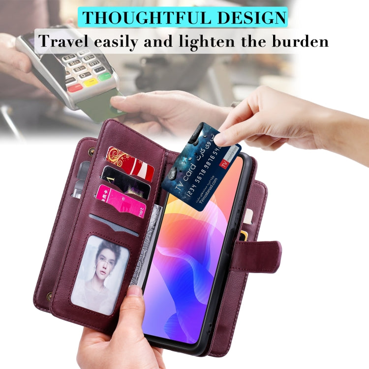 For Huawei Enjoy 20 5G Multifunctional Magnetic Copper Buckle Horizontal Flip Solid Color Leather Case with 10 Card Slots & Wallet & Holder & Photo Frame