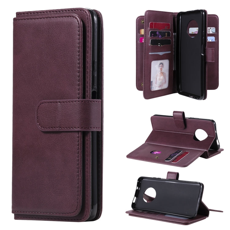 For Huawei Enjoy 20 Plus 5G Multifunctional Magnetic Copper Buckle Horizontal Flip Solid Color Leather Case with 10 Card Slots & Wallet & Holder & Photo Frame