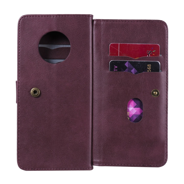 For Huawei Enjoy 20 Plus 5G Multifunctional Magnetic Copper Buckle Horizontal Flip Solid Color Leather Case with 10 Card Slots & Wallet & Holder & Photo Frame