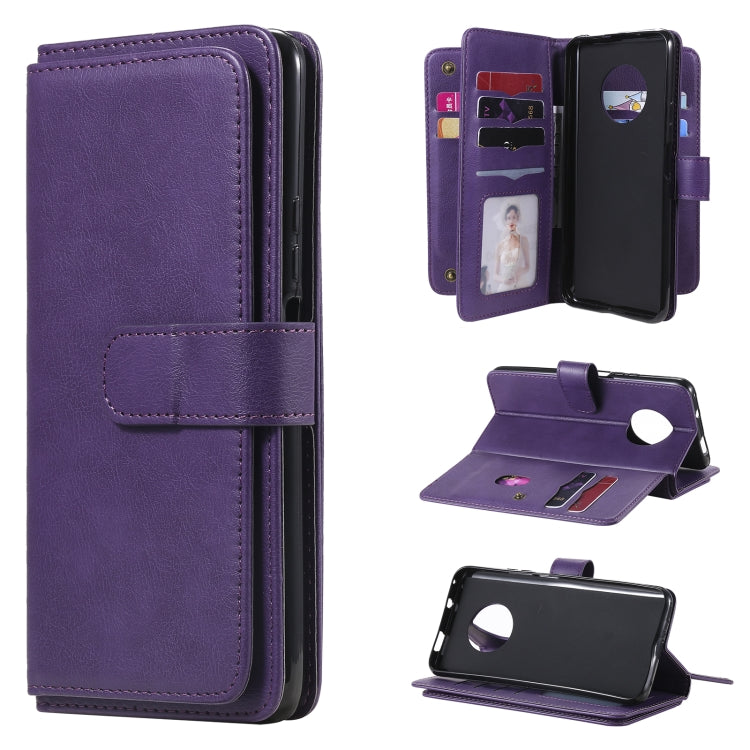 For Huawei Enjoy 20 Plus 5G Multifunctional Magnetic Copper Buckle Horizontal Flip Solid Color Leather Case with 10 Card Slots & Wallet & Holder & Photo Frame
