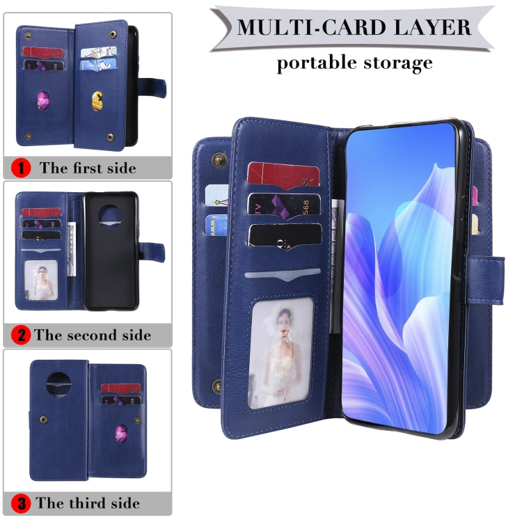 For Huawei Enjoy 20 Plus 5G Multifunctional Magnetic Copper Buckle Horizontal Flip Solid Color Leather Case with 10 Card Slots & Wallet & Holder & Photo Frame