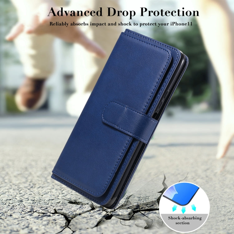For Huawei Enjoy 20 Plus 5G Multifunctional Magnetic Copper Buckle Horizontal Flip Solid Color Leather Case with 10 Card Slots & Wallet & Holder & Photo Frame