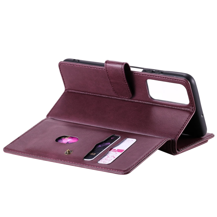 For Huawei Honor Play4 / Maimang 9 Multifunctional Magnetic Copper Buckle Horizontal Flip Solid Color Leather Case with 10 Card Slots & Wallet & Holder & Photo Frame