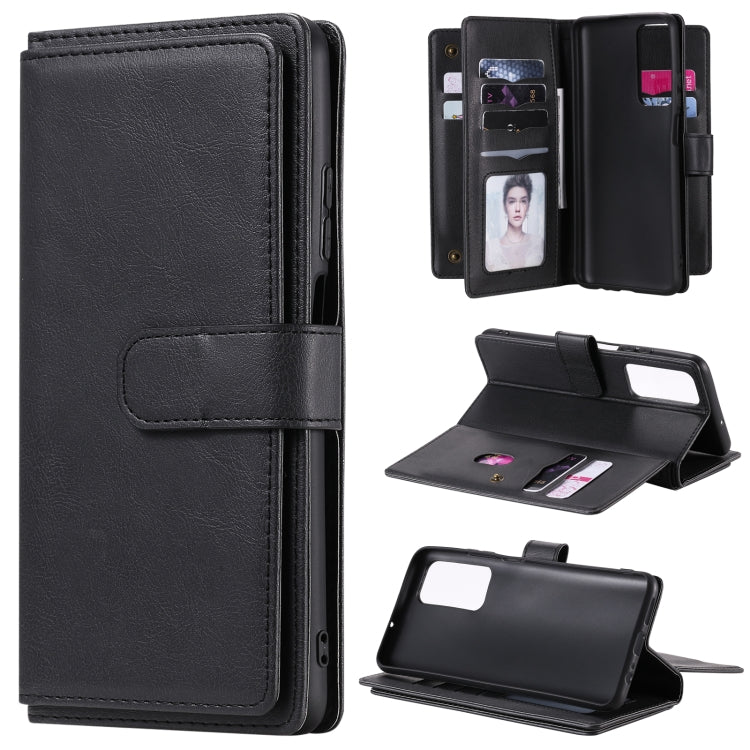 For Huawei Honor Play4 / Maimang 9 Multifunctional Magnetic Copper Buckle Horizontal Flip Solid Color Leather Case with 10 Card Slots & Wallet & Holder & Photo Frame