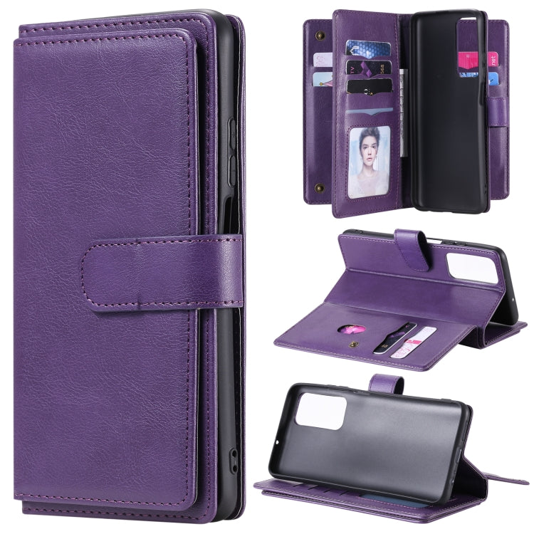 For Huawei Honor Play4 / Maimang 9 Multifunctional Magnetic Copper Buckle Horizontal Flip Solid Color Leather Case with 10 Card Slots & Wallet & Holder & Photo Frame