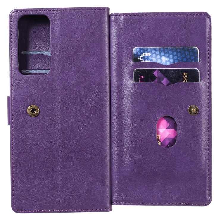 For Huawei Honor Play4 / Maimang 9 Multifunctional Magnetic Copper Buckle Horizontal Flip Solid Color Leather Case with 10 Card Slots & Wallet & Holder & Photo Frame