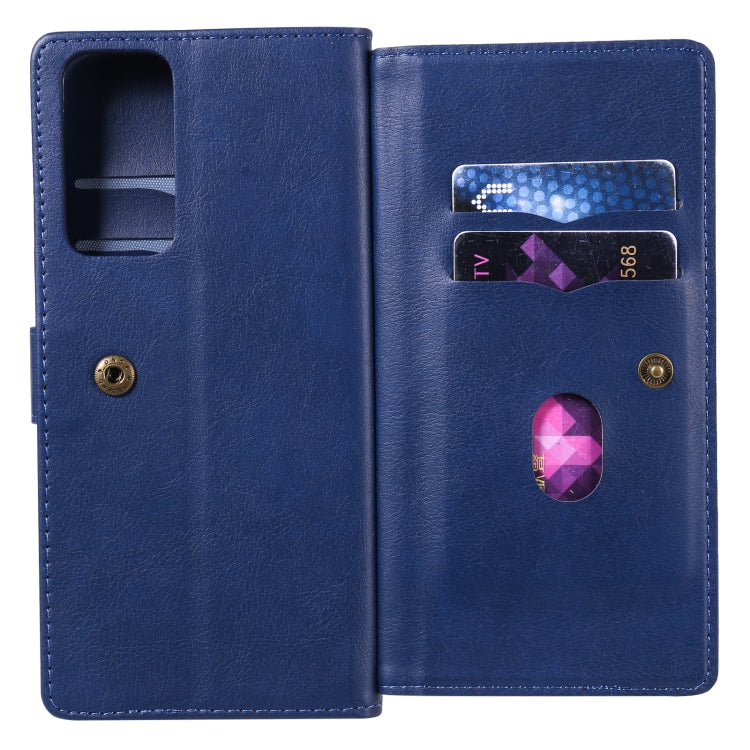 For Huawei Honor Play4 / Maimang 9 Multifunctional Magnetic Copper Buckle Horizontal Flip Solid Color Leather Case with 10 Card Slots & Wallet & Holder & Photo Frame