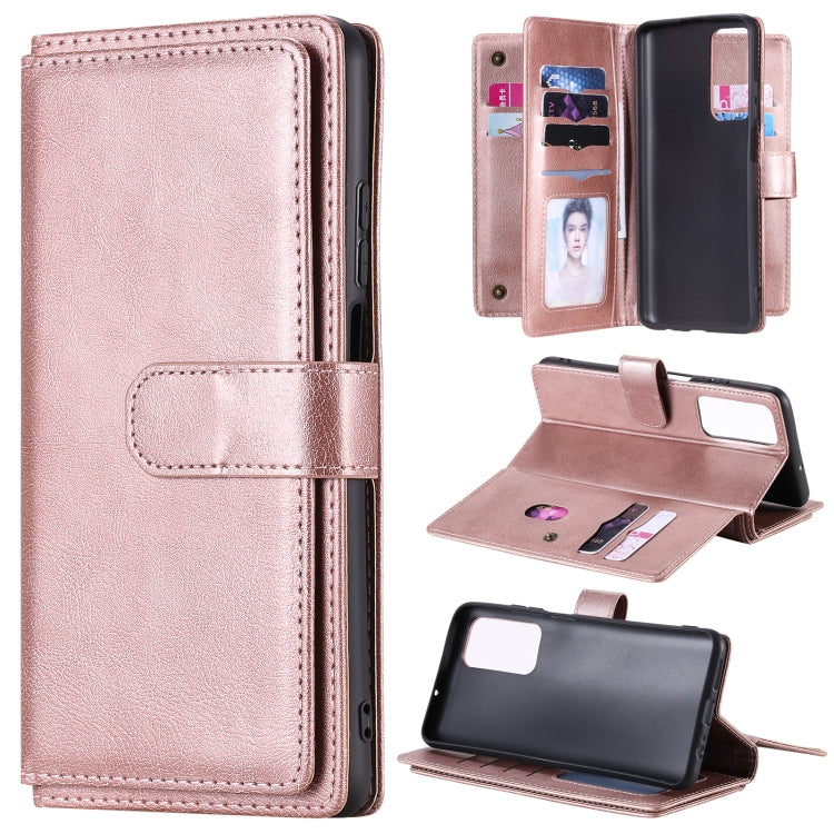 For Huawei Honor Play4 / Maimang 9 Multifunctional Magnetic Copper Buckle Horizontal Flip Solid Color Leather Case with 10 Card Slots & Wallet & Holder & Photo Frame