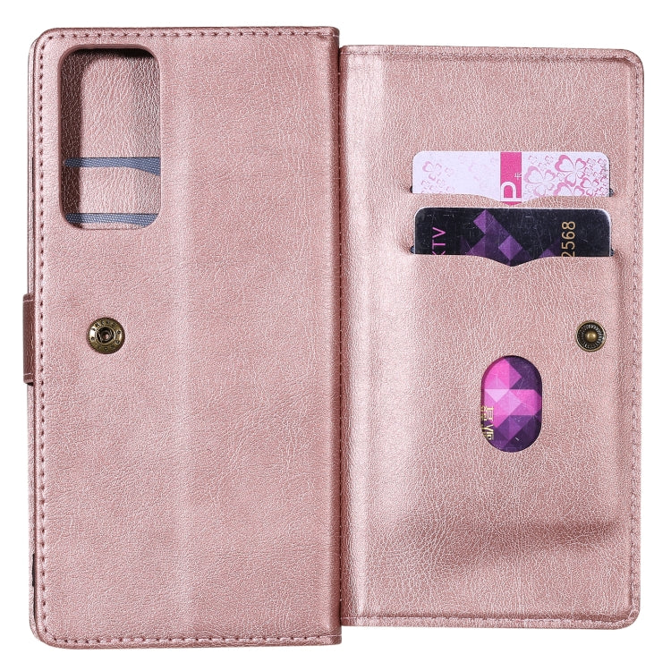 For Huawei Honor Play4 / Maimang 9 Multifunctional Magnetic Copper Buckle Horizontal Flip Solid Color Leather Case with 10 Card Slots & Wallet & Holder & Photo Frame