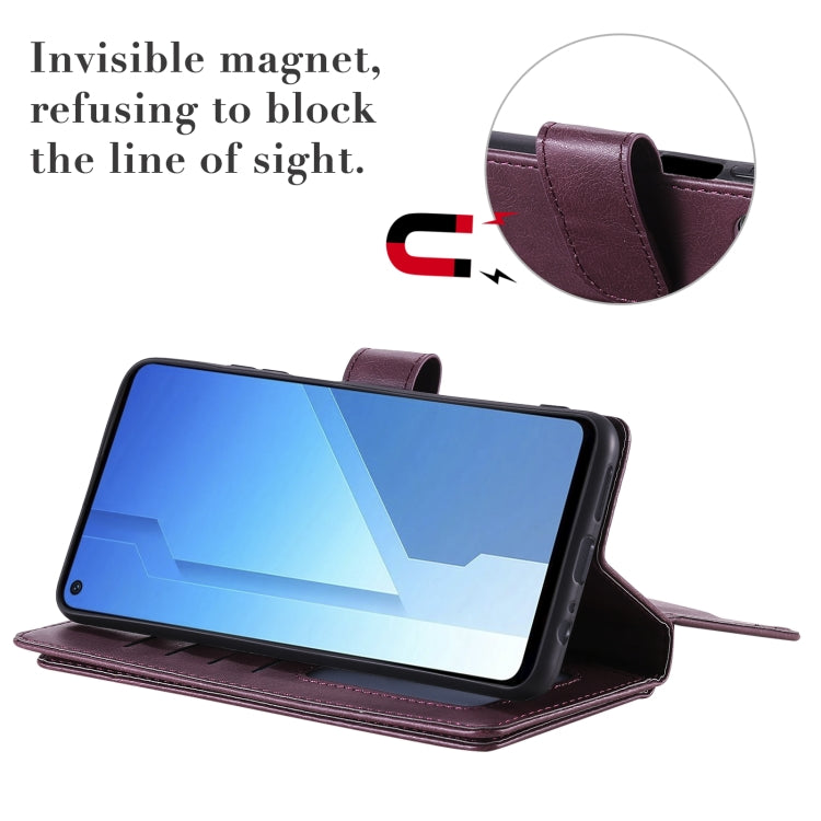 For Huawei Honor Play4 / Maimang 9 Multifunctional Magnetic Copper Buckle Horizontal Flip Solid Color Leather Case with 10 Card Slots & Wallet & Holder & Photo Frame