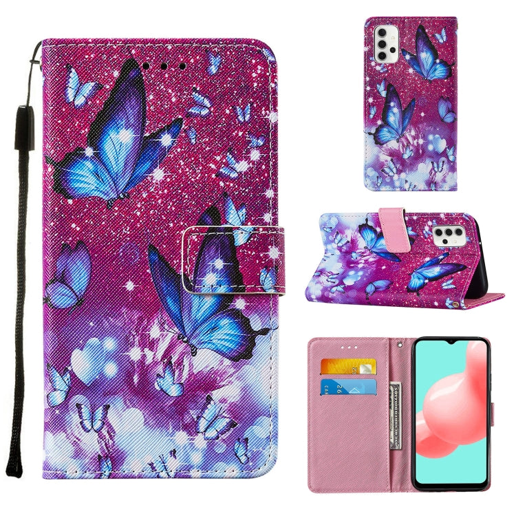 For Samsung Galaxy A32 5G Cross Texture Painting Pattern Horizontal Flip Leather Case with Holder & Card Slots & Wallet & Lanyard