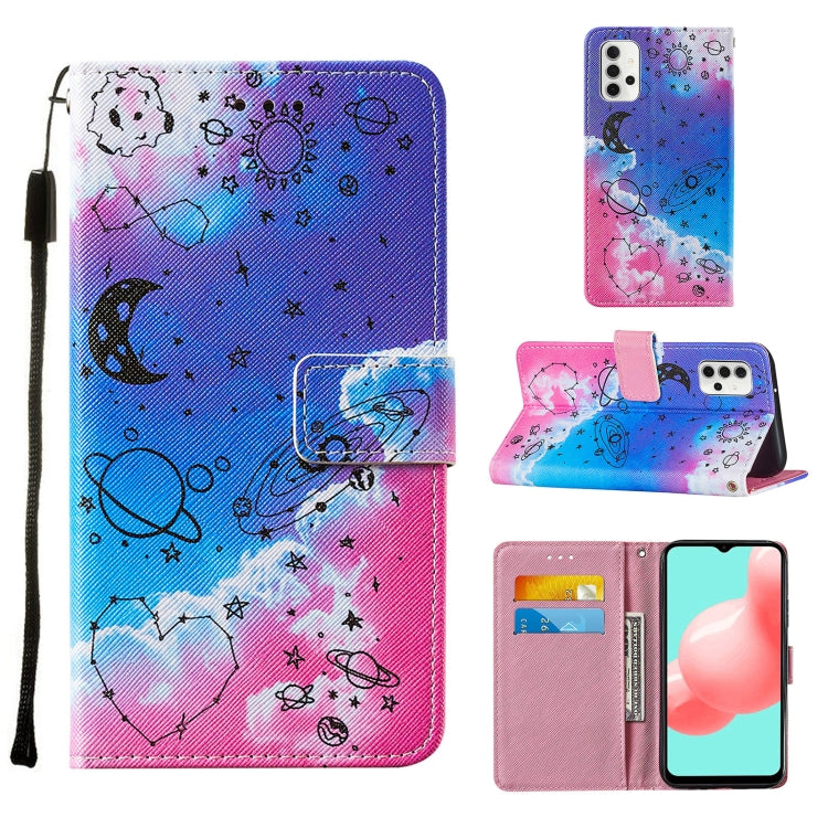 For Samsung Galaxy A32 5G Cross Texture Painting Pattern Horizontal Flip Leather Case with Holder & Card Slots & Wallet & Lanyard
