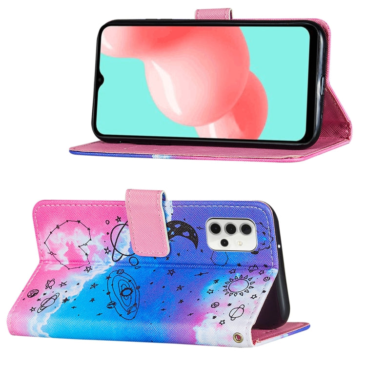 For Samsung Galaxy A32 5G Cross Texture Painting Pattern Horizontal Flip Leather Case with Holder & Card Slots & Wallet & Lanyard