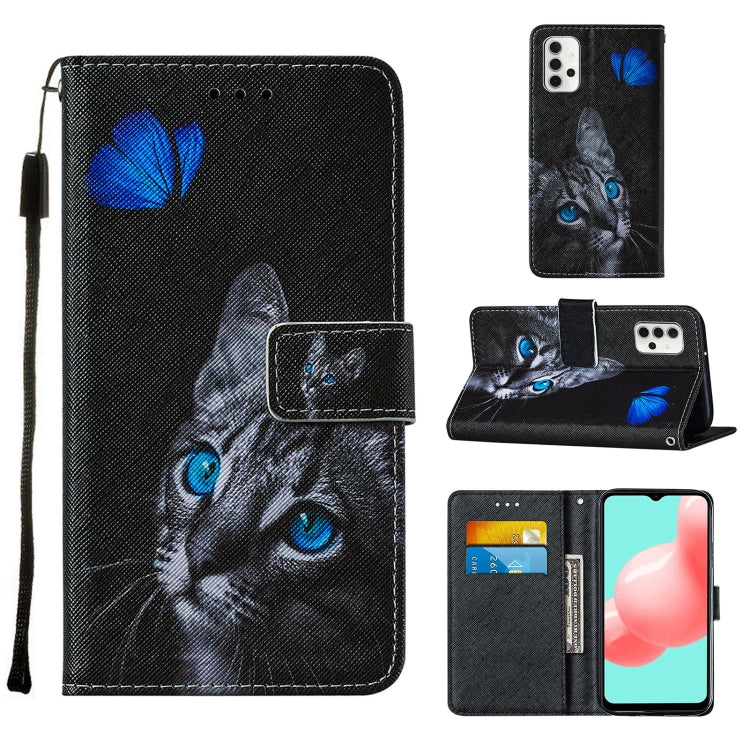 For Samsung Galaxy A32 5G Cross Texture Painting Pattern Horizontal Flip Leather Case with Holder & Card Slots & Wallet & Lanyard