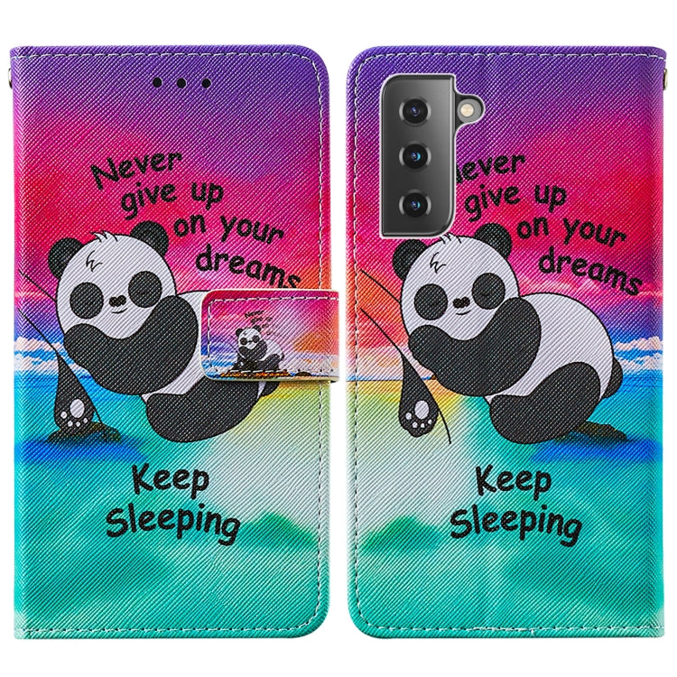 For Samsung Galaxy S21+ 5G Cross Texture Painting Pattern Horizontal Flip Leather Case with Holder & Card Slots & Wallet & Lanyard