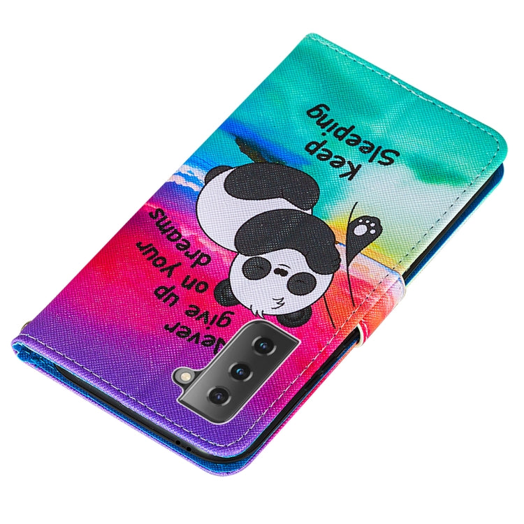 For Samsung Galaxy S21+ 5G Cross Texture Painting Pattern Horizontal Flip Leather Case with Holder & Card Slots & Wallet & Lanyard