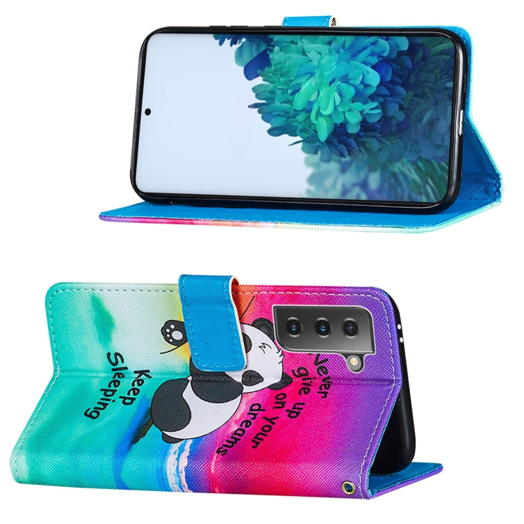 For Samsung Galaxy S21+ 5G Cross Texture Painting Pattern Horizontal Flip Leather Case with Holder & Card Slots & Wallet & Lanyard