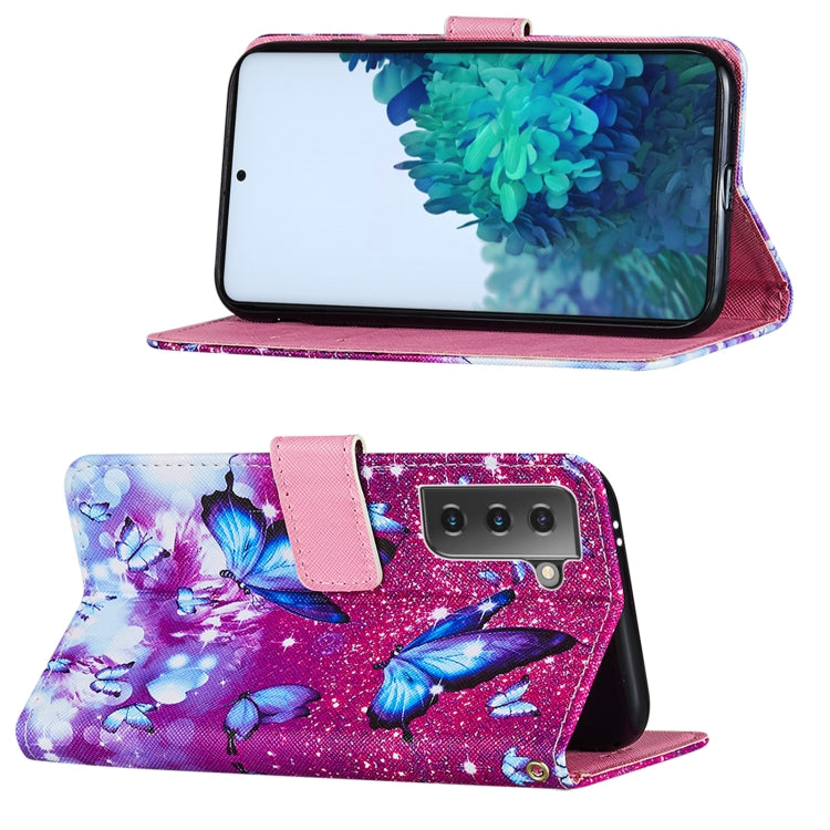 For Samsung Galaxy S21+ 5G Cross Texture Painting Pattern Horizontal Flip Leather Case with Holder & Card Slots & Wallet & Lanyard